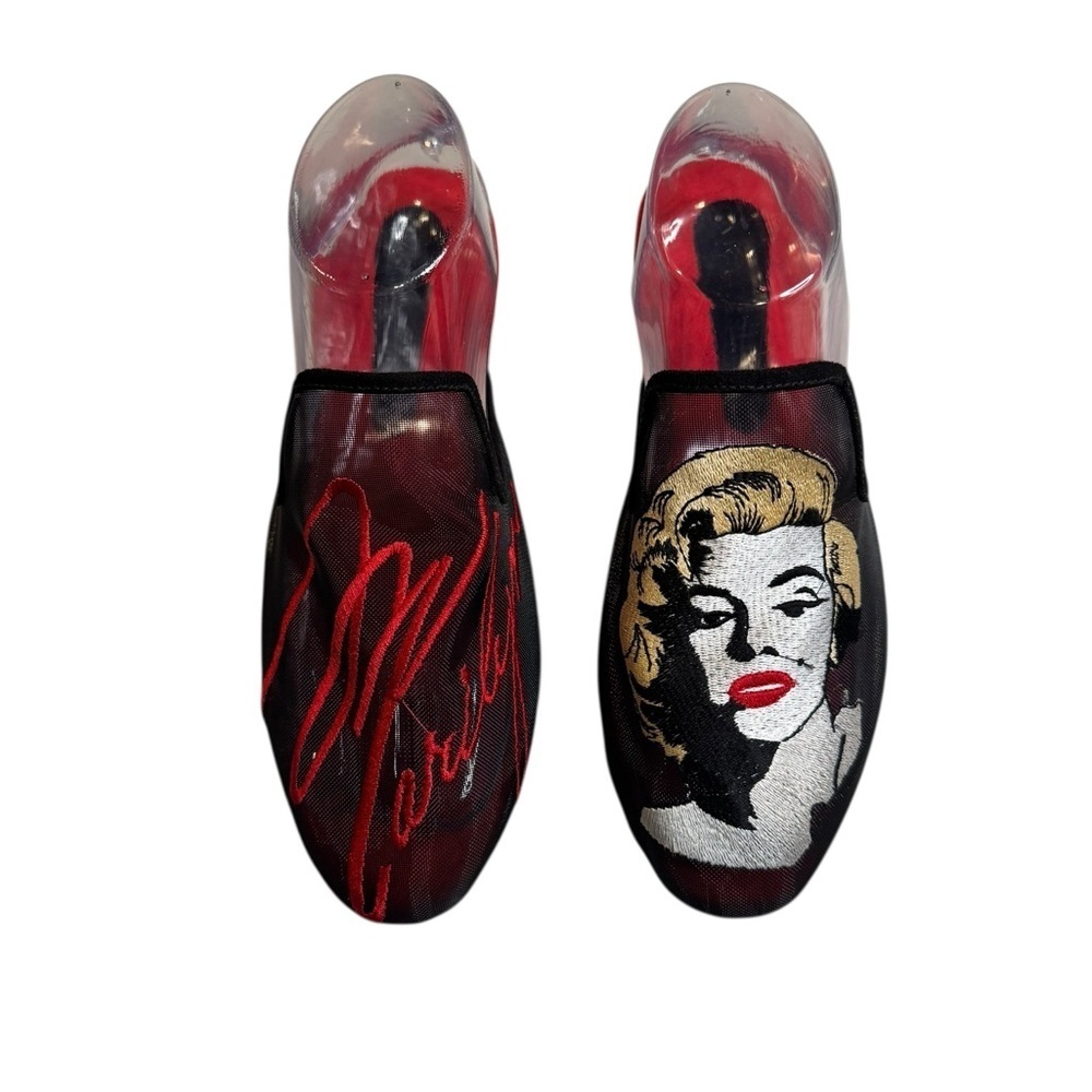 Magic Shoe Marilyn Monroe Mules Embroidered Mesh Slip-On Slides EU 39 US 8.5